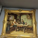 El İşçiliği Büyük Boy Goblen Tablo – Klasik Sahne Temalı Altın Varak Çerçeve (64x74 cm)