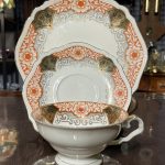 Eschenbach Bavaria Trio Set – El Boyama Porselen Fincan Takımı – Altın Detaylı Vintage
