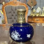 Fransız Limoges Porselen Kobalt Mavi Parfüm Lambası (Lampe Berger)
