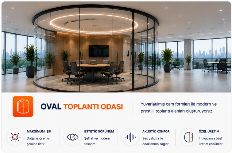 Oval cam toplantı odası